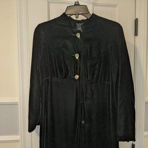 Vintage black velvet coat with rhinestone buttons